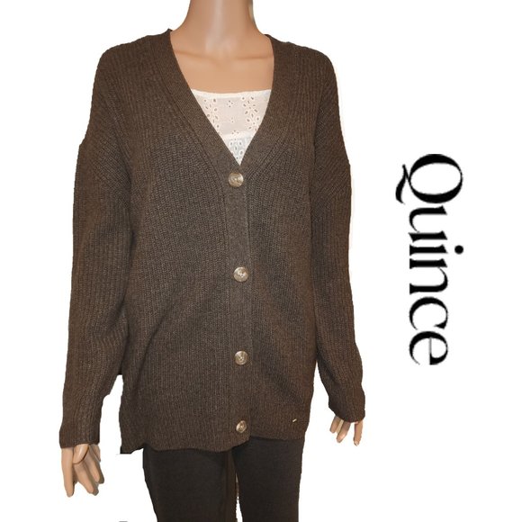 Quince Sweaters - Quince Mongolian Cashmere Oversized Boyfriend Cardigan Sweater NWT Brown Med